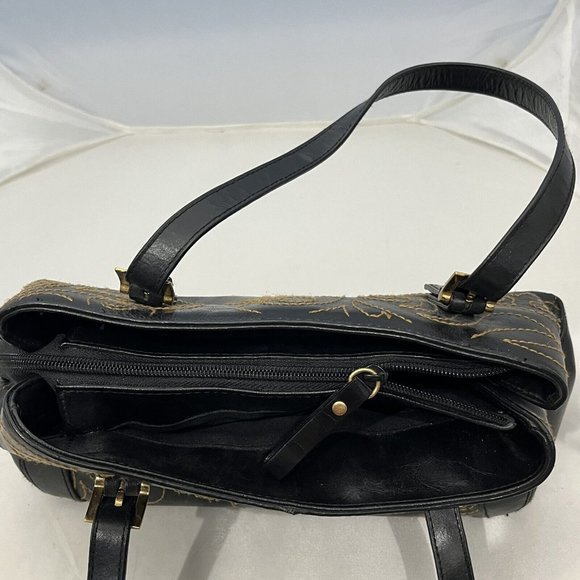 Naturalizer Leather Stitched Smaller Tote Purse Gold Accents - Picture 9 of 16